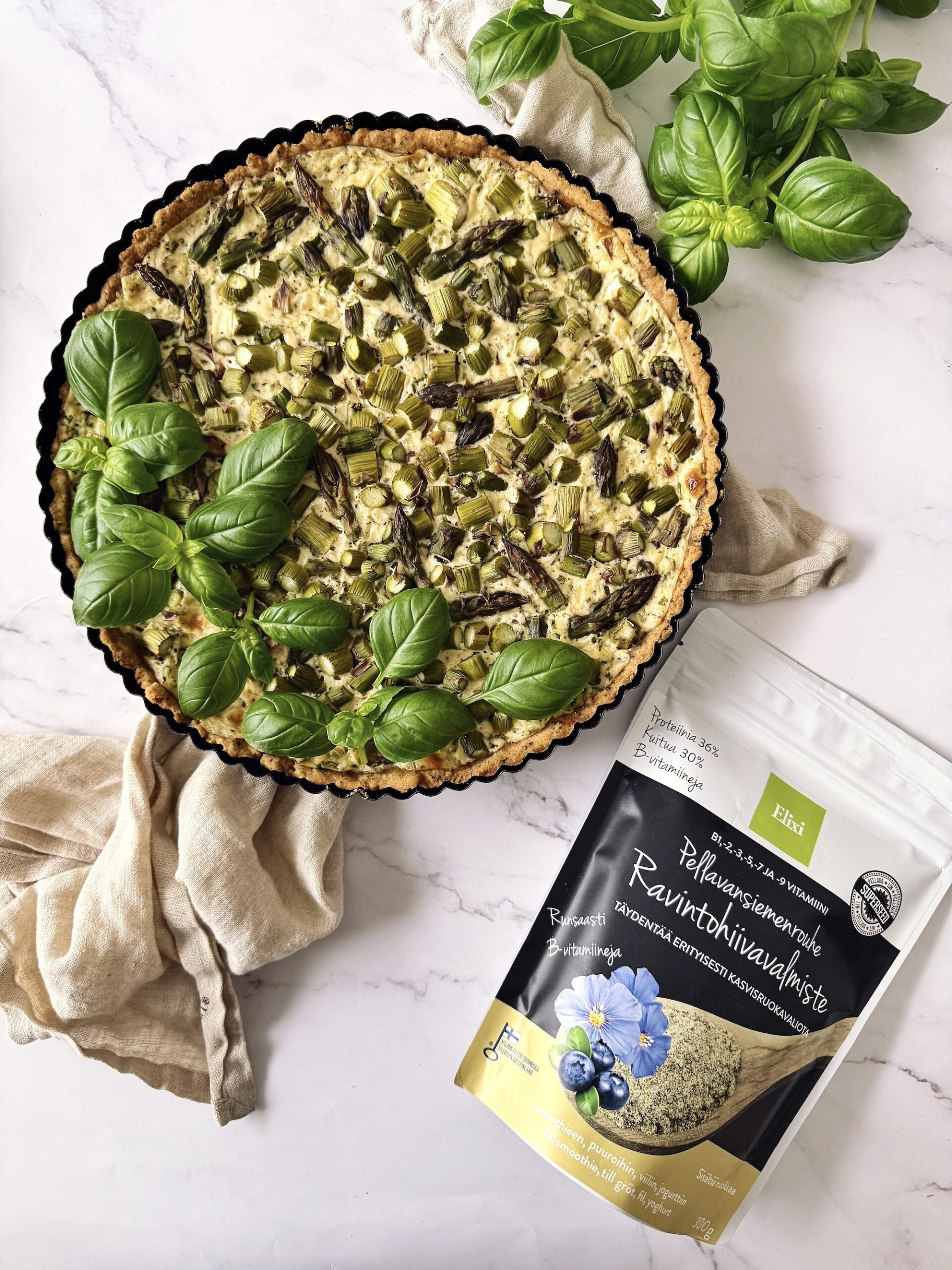 Parsapiirakka ja Elixin Ravintohiivavalmistepussi